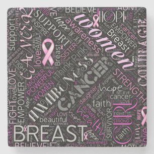 Porta-copo De Pedra Sensibilização para o Cancer de mama Cloud ID261