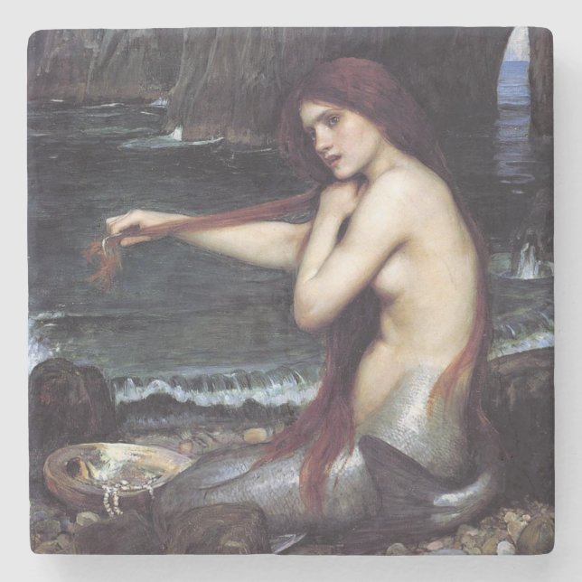 Porta-copo De Pedra Sereia na praia (Frente)