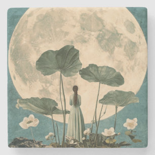 Porta-copo De Pedra Serenidade lunar - Cena de Lotus Vintage