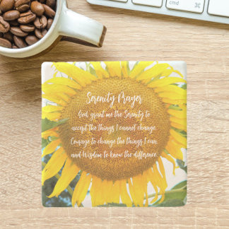 Porta-copo De Pedra Serenity Prayer Amarelo Sunflower