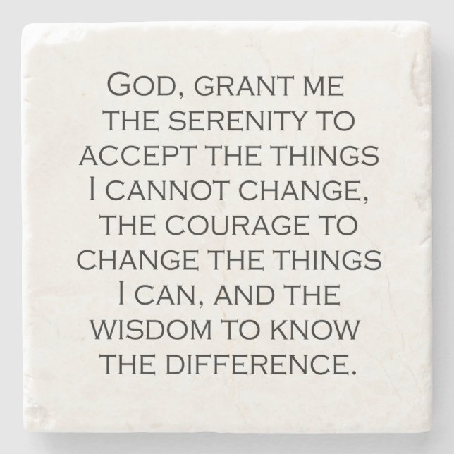 Porta-copo De Pedra Serenity Prayer Copperplate Gótico Fonte de Luz (Frente)