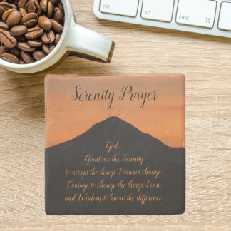 Porta-copo De Pedra Serenity Prayer Mountain Sunset Landscape