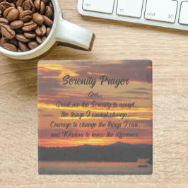 Porta-copo De Pedra Serenity Prayer Orange Sunset Landscape