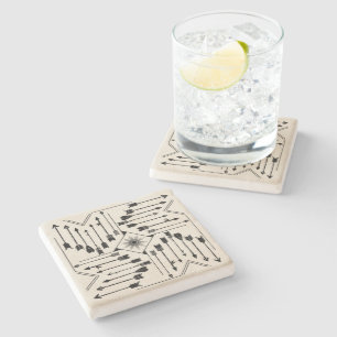 Porta-copo De Pedra Setas Boho e Sun V12 Sq ID748