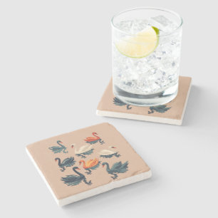 Porta-copo De Pedra Sete Swans A Nadar Estilo de Estilo de Corte 5