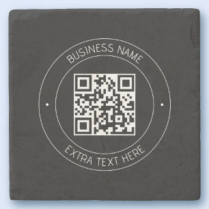 Porta-copo De Pedra Seu código QR & Texto Editável Preto & Branco