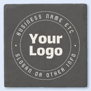 Porta-copo De Pedra Seu logotipo e modelo de texto editável Preto e