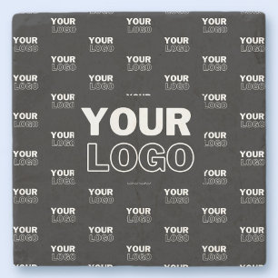 Porta-copo De Pedra Seu Logotipo & Fundo Logotipo Repetitivo Preto