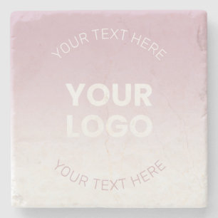 Porta-copo De Pedra Seu Logotipo Moderno Rosa Pó e Branco Ombre