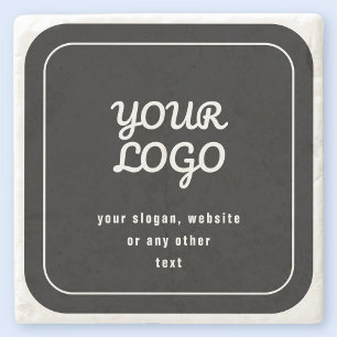Porta-copo De Pedra Seu Logotipo & Slogan ou outro texto Preto & Bra