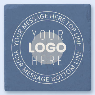 Porta-copo De Pedra Seu Logotipo & Texto Circular Personalizável Azu