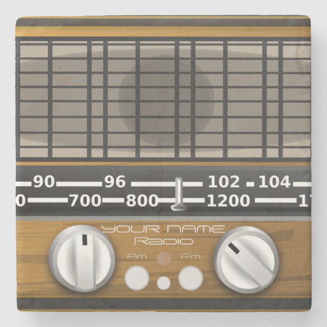 Porta-copo De Pedra Seu nome é Radio Personalizado Disco Jockey (Frente)