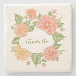 Porta-copo De Pedra Seu nome em uma porta copos Flower Frame Stone