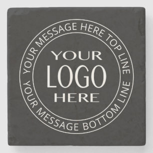 Porta-copo De Pedra Seu próprio logotipo e texto circular personalizáv