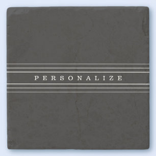Porta-copo De Pedra Seu Texto Personalizado & Listras Modernas Preto