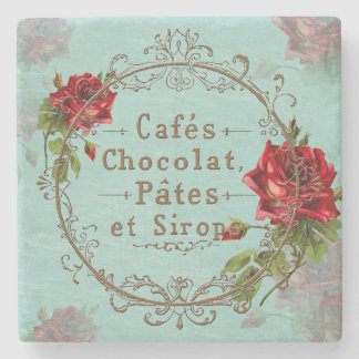 Porta-copo De Pedra Shabby Vintage Rosas - Porta copos