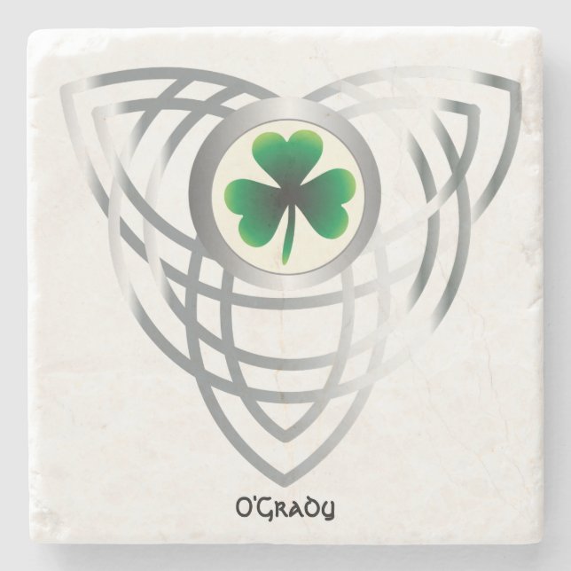 Porta-copo De Pedra Shamrock and Celtic Knot (Frente)