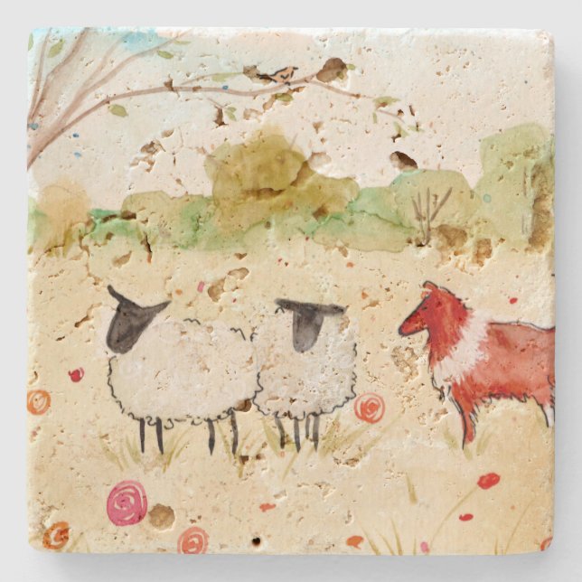 Porta-copo De Pedra Sheep in the Meadow (Frente)