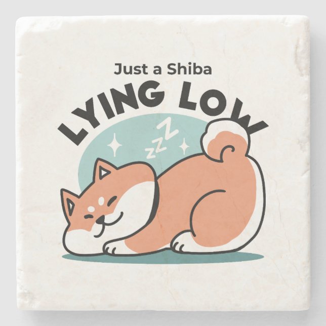 Porta-copo De Pedra Shiba Inu Relaxa Arte: Apenas uma Shiba Mentira Ba (Frente)