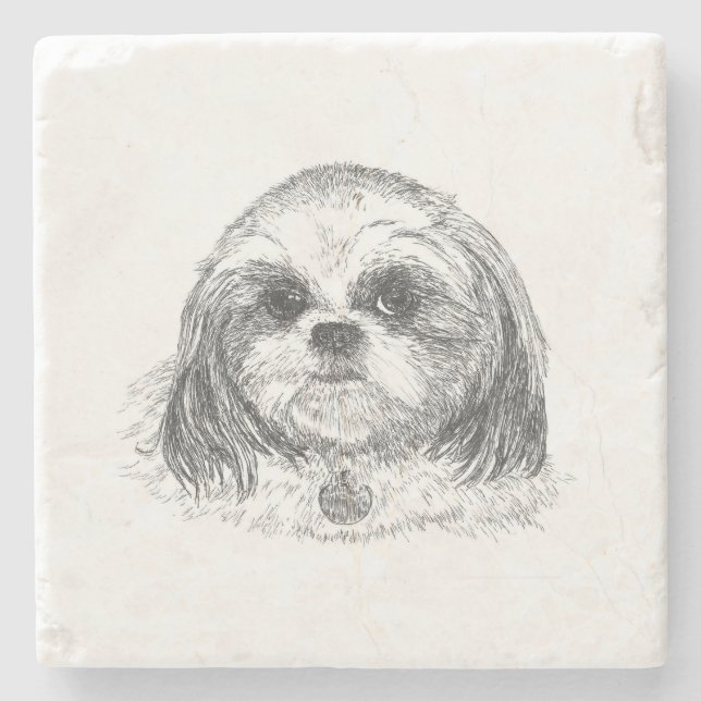 Porta-copo De Pedra Shih Tzu (Frente)