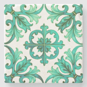 Porta-copo De Pedra Siciliano,verão,limão,mosaico,verde,