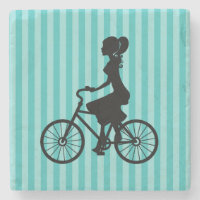 Silhouette de Ciclista de Raparigas Retro