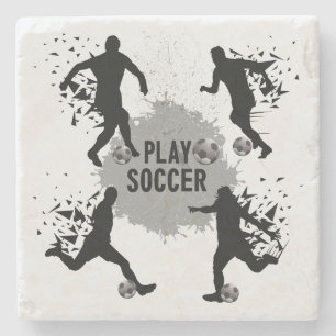 Porta-copo De Pedra Silhouettes de Futebol legal