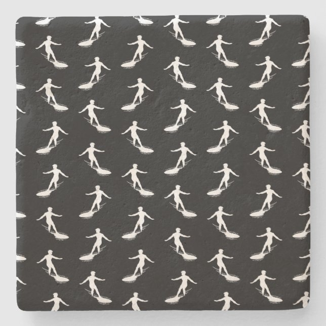 Porta-copo De Pedra Silhueta do surfista que surfa com teste padrão da (Frente)