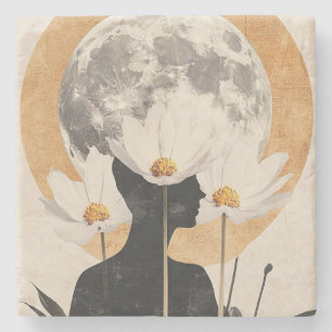 Porta-copo De Pedra Silhueta Lua - Elegância Boho Vintage