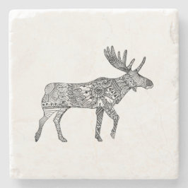 Porta-copo De Pedra Silhueta Mose Ornamental Negra