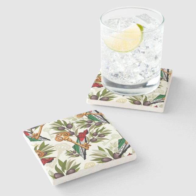 Porta-copo De Pedra Símbolo chave palestino do direito de retorno (Lateral)