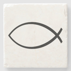 Porta-copo De Pedra Símbolo Christian Fish (Ichthys)