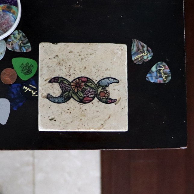 Porta-copo De Pedra Símbolo da Lua Tripla Bloom (Criador carregado)