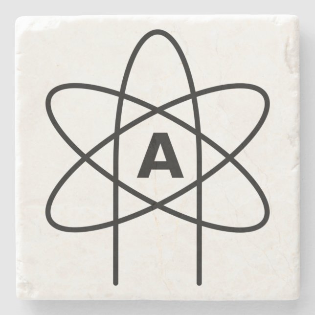Porta-copo De Pedra Símbolo do ateísmo (Atom Emblem) (Frente)