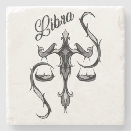 Porta-copo De Pedra Símbolo Libra Zodiac