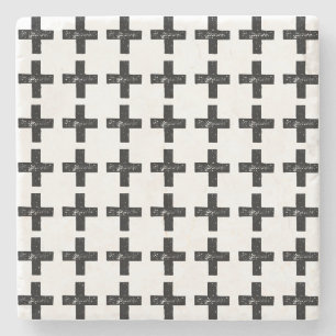 Porta-copo De Pedra Símbolo matemático preto e branco "Plus" - Lino Cu