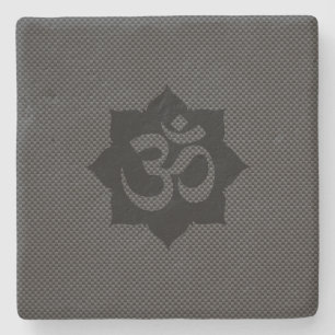 Porta-copo De Pedra Símbolo OM Lotus Espiritualidade Yoga Carbono Est