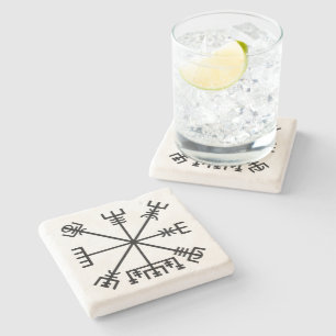 Porta-copo De Pedra Símbolo Viquingue Vegvisir