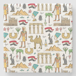 Porta-copo De Pedra Símbolos da cor do teste padrão de Egipto