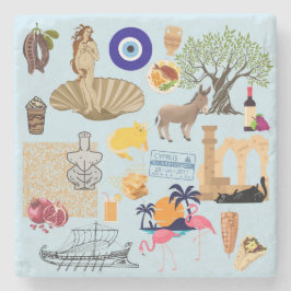 Porta-copo De Pedra Símbolos de Viagem do Chipre