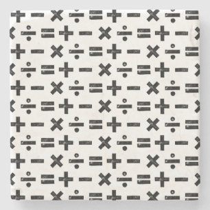 Porta-copo De Pedra Símbolos matemáticos preto e branco - Lino Cortado