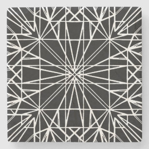 Porta-copo De Pedra Simetria Geométrica Preta e Branca