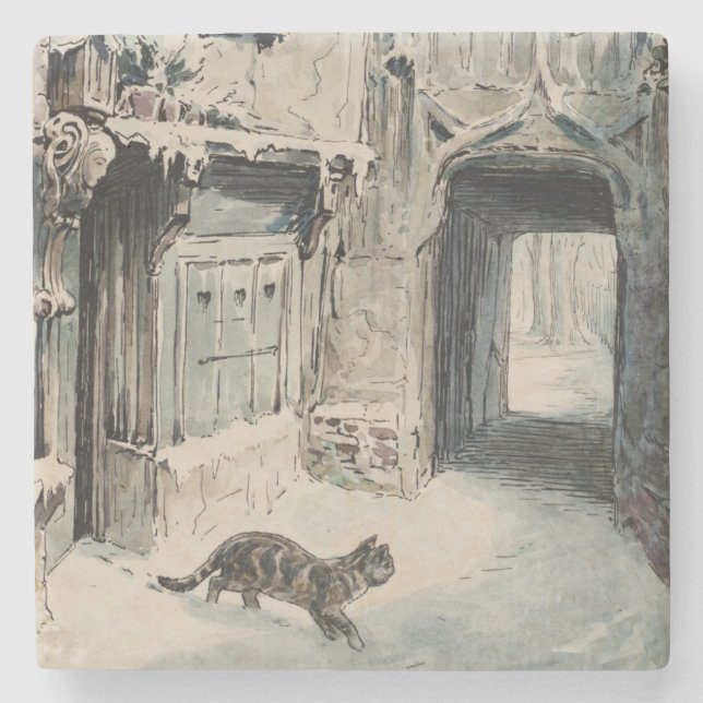 Porta-copo De Pedra Simpkin o Gato sai (por Beatrix Potter) (Frente)