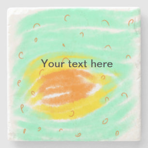 Porta-copo De Pedra Simple minimal green orange watercolor add text na