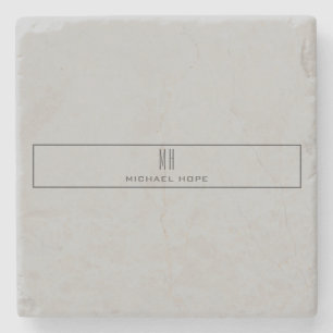 Porta-copo De Pedra Simples Iniciais de Monograma Moderno