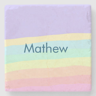 Porta-copo De Pedra simples letra inicial monograma adicionar sua letr