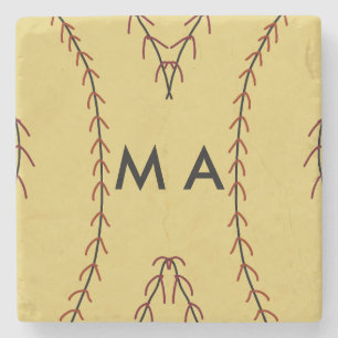 Porta-copo De Pedra Simples monograma adicione seu nome com letra míni