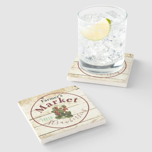 Porta-copo De Pedra Sinal de morangos destinados à produção (Lateral)