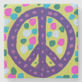 Porta-copo De Pedra Sinal de Paz Colorido