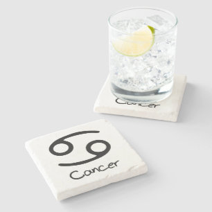Porta-copo De Pedra Sinal Zodiac do cancer em Fundo Branco